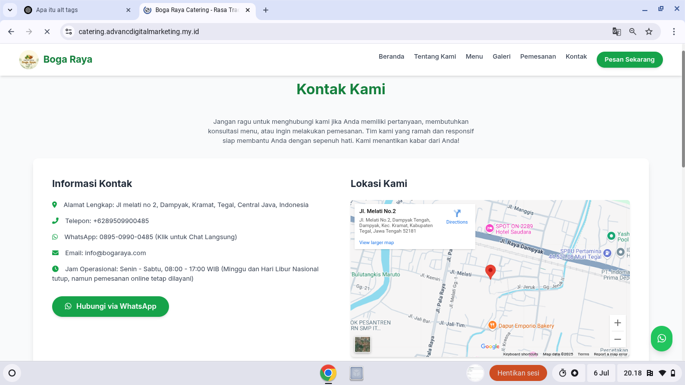 Contact Page with Location Map